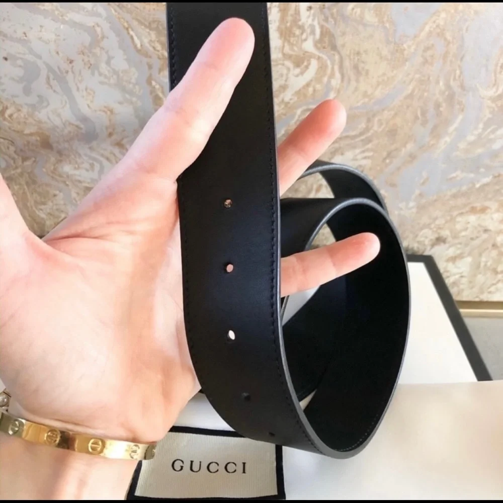 Sold! Gucci Marmont GG Pearl Black Calfskin Leather Belt - Picture 7 of 8